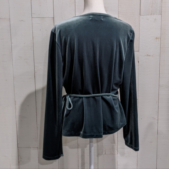 Madewell Ballet Velvet Wrap Top In Architect Green - Picture 8 of 14